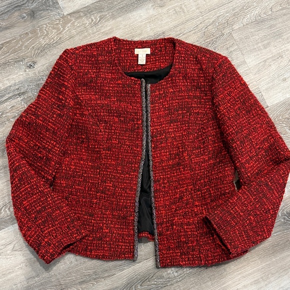 Chico's Jackets & Blazers - Chicos  Red Tweed Women's Jacket sz 1 us m